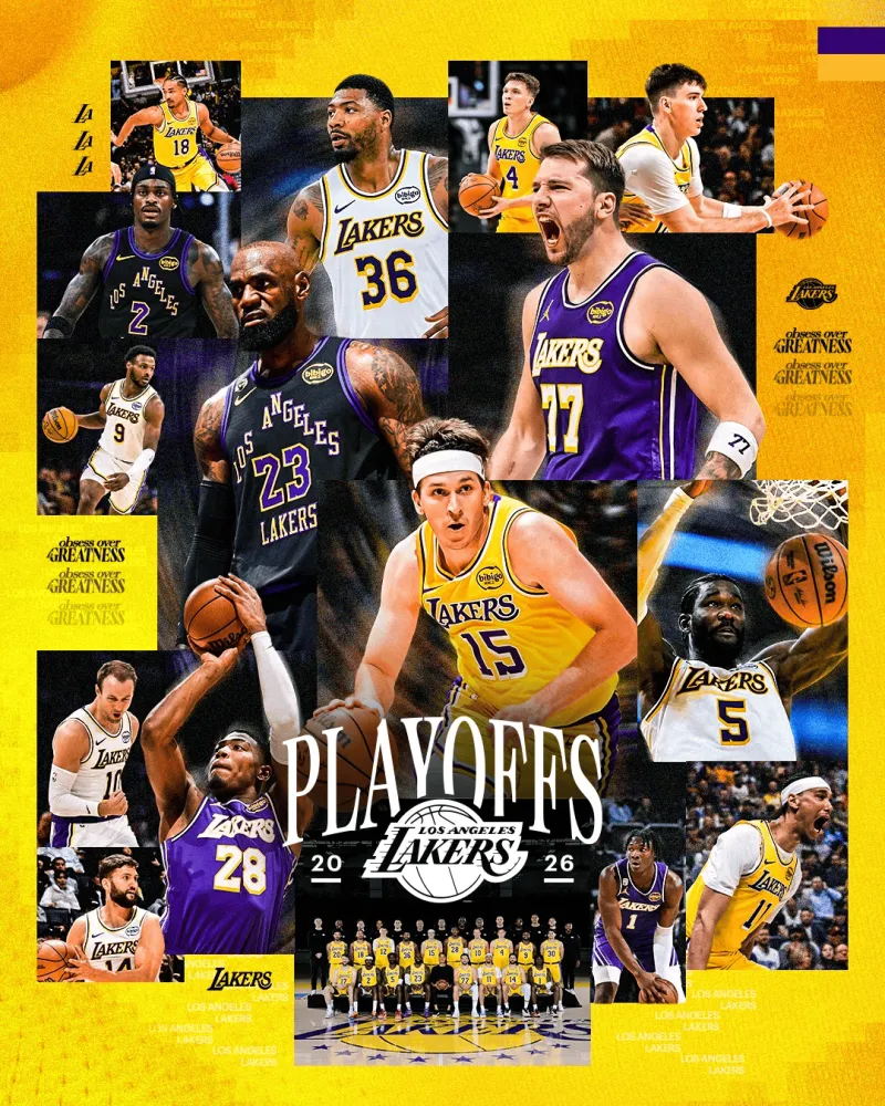 hth体育-众志成城！湖人官方晒出锁定季后赛海报：季后赛资格已锁定